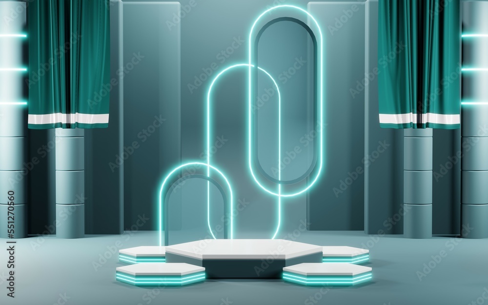 3D render of Podium background in blue tones for displaying cream products. cosmetics 3D render of Podium background in blue tones for displaying cream products. cosmetics