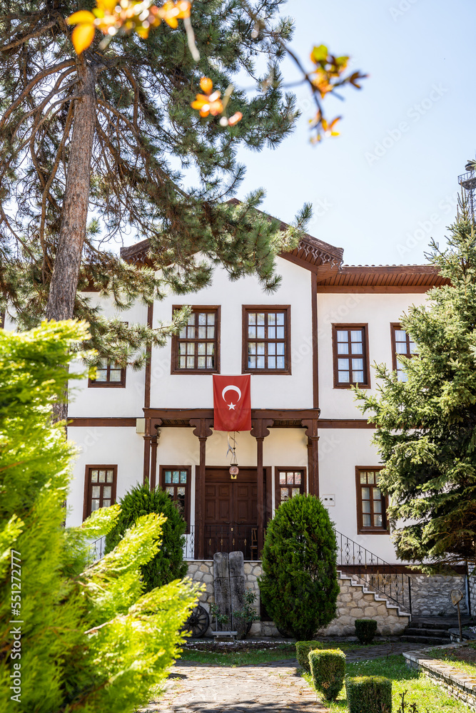 Traditional Ottoman house in Safranbolu. Safranbolu UNESCO World Heritage Site. Old wooden mansion turkish architecture. Wooden ottoman mansion windows.