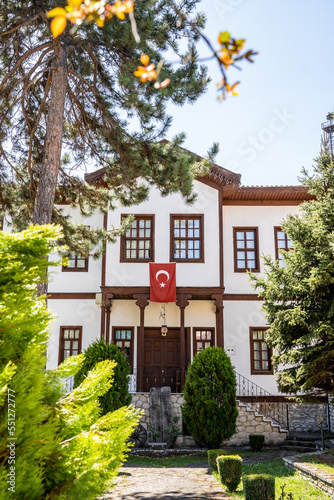 Traditional Ottoman house in Safranbolu. Safranbolu UNESCO World Heritage Site. Old wooden mansion turkish architecture. Wooden ottoman mansion windows. © mkaankaymaz