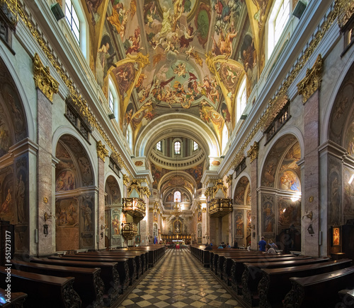 Ljubljana  Slovenia. Interior of Ljubljana Cathedral. The oldest mention of a church on the site of the cathedral is from 1262. The present Baroque cathedral was built in 1701-1706.