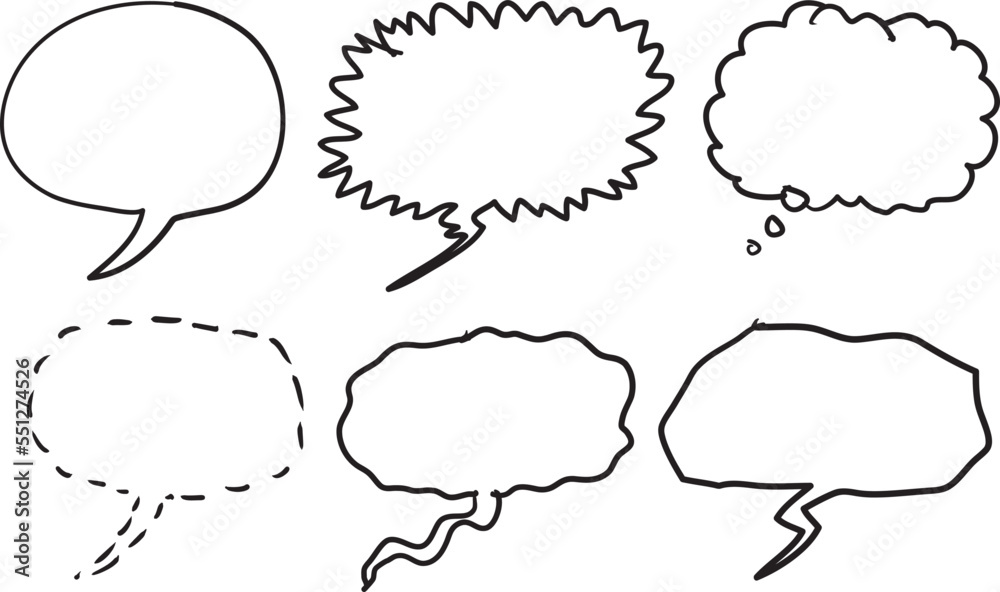 set of comic speech bubbles hand draw cartton style illustration set of comic speech bubbles hand draw cartton style illustration