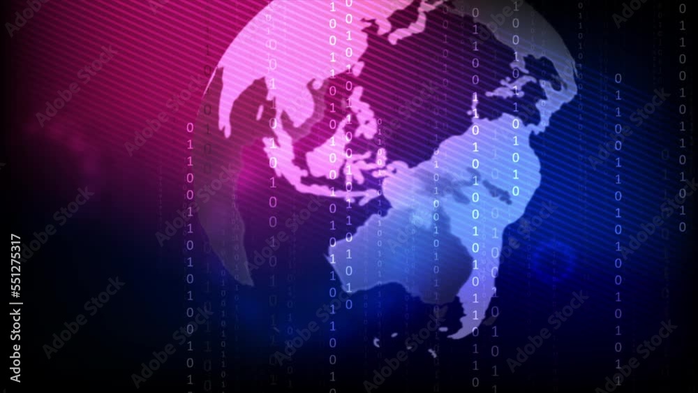 Technology futuristic background with globe and binary code. Seamless looping abstract blue purple motion design. Video animation Ultra HD 4K 3840x2160 Technology futuristic background with globe and binary code. Seamless looping abstract blue purple motion design. Video animation Ultra HD 4K 3840x2160