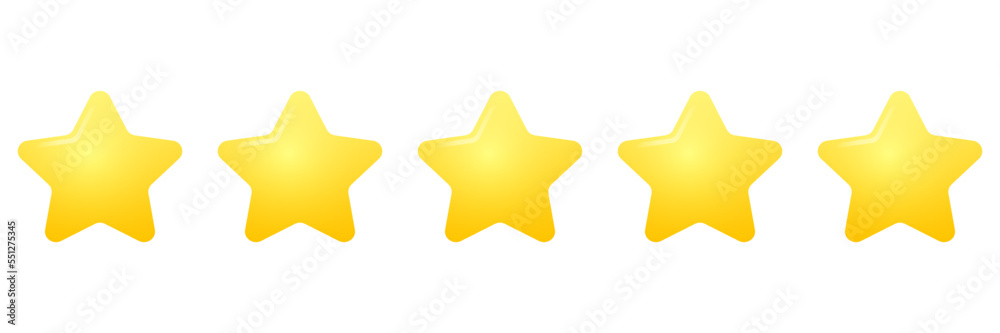 Five stars rating review flat icon on white background. service rating, feedback, satisfaction concept. Vector illustration Five stars rating review flat icon on white background. service rating, feedback, satisfaction concept. Vector illustration