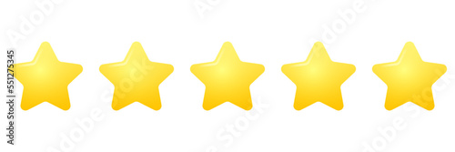 Five stars rating review flat icon on white background. service rating  feedback  satisfaction concept. Vector illustration