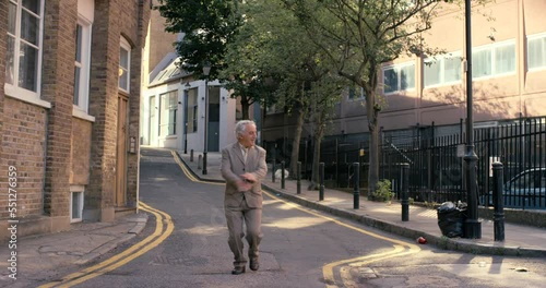 Wallpaper Mural Dancing, happiness and senior man in street in the city enjoying freedom, retirement and celebrate life. Energy, movement and elderly male dance in road for wellness, carefree and happy lifestyle Torontodigital.ca