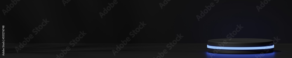 Podium with neon glow on a black background, 3d render Podium with neon glow on a black background, 3d render