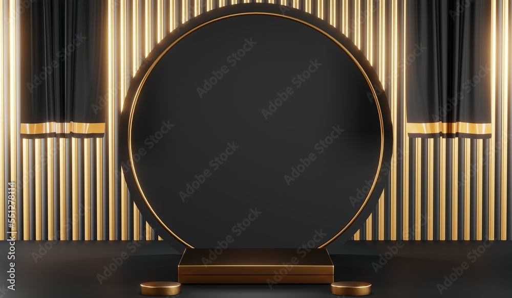 3D rendering of blank product background for cream cosmetics Modern black podium background 3D rendering of blank product background for cream cosmetics Modern black podium background