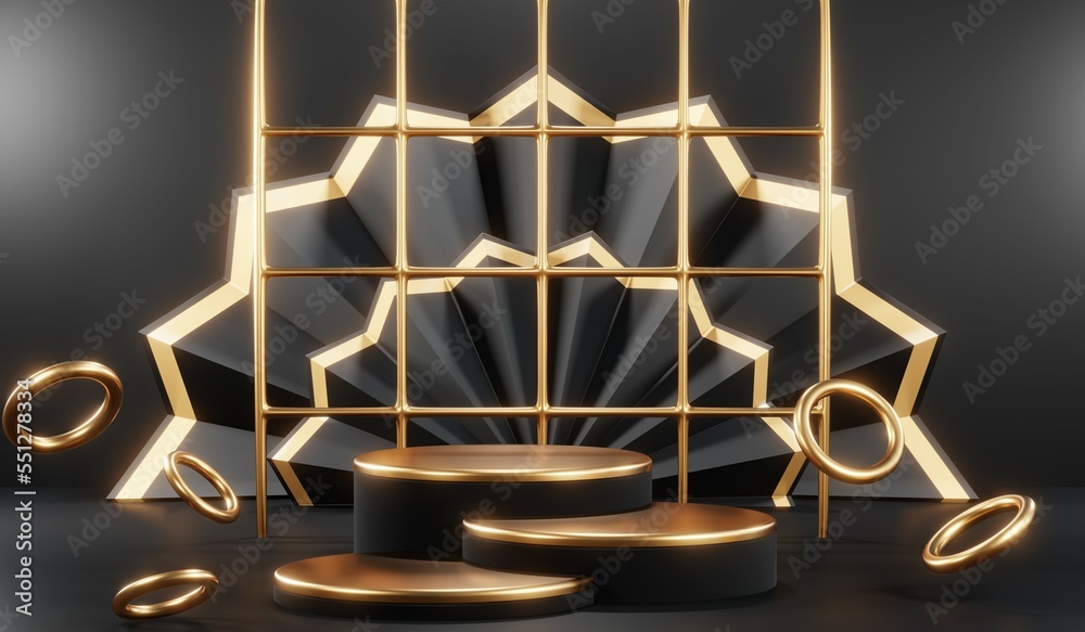 3D rendering of blank product background for cream cosmetics Modern black podium background 3D rendering of blank product background for cream cosmetics Modern black podium background