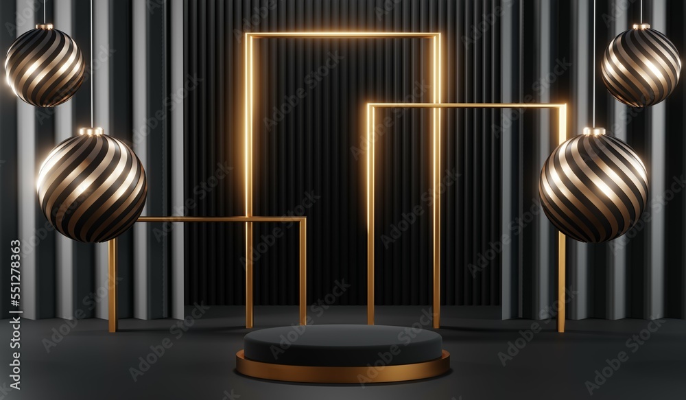 3D rendering of blank product background for cream cosmetics Modern black podium background 3D rendering of blank product background for cream cosmetics Modern black podium background