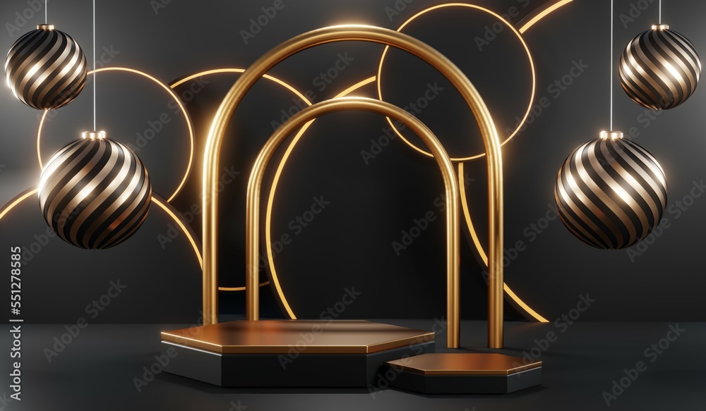 3D rendering of blank product background for cream cosmetics Modern black podium background 3D rendering of blank product background for cream cosmetics Modern black podium background
