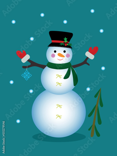 snowman with christmas tree © Евгения Федорова