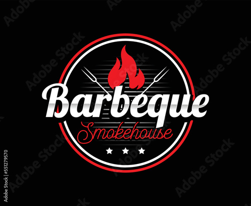 Barbeque and Smokehouse Business Restaurant Logo Design Template