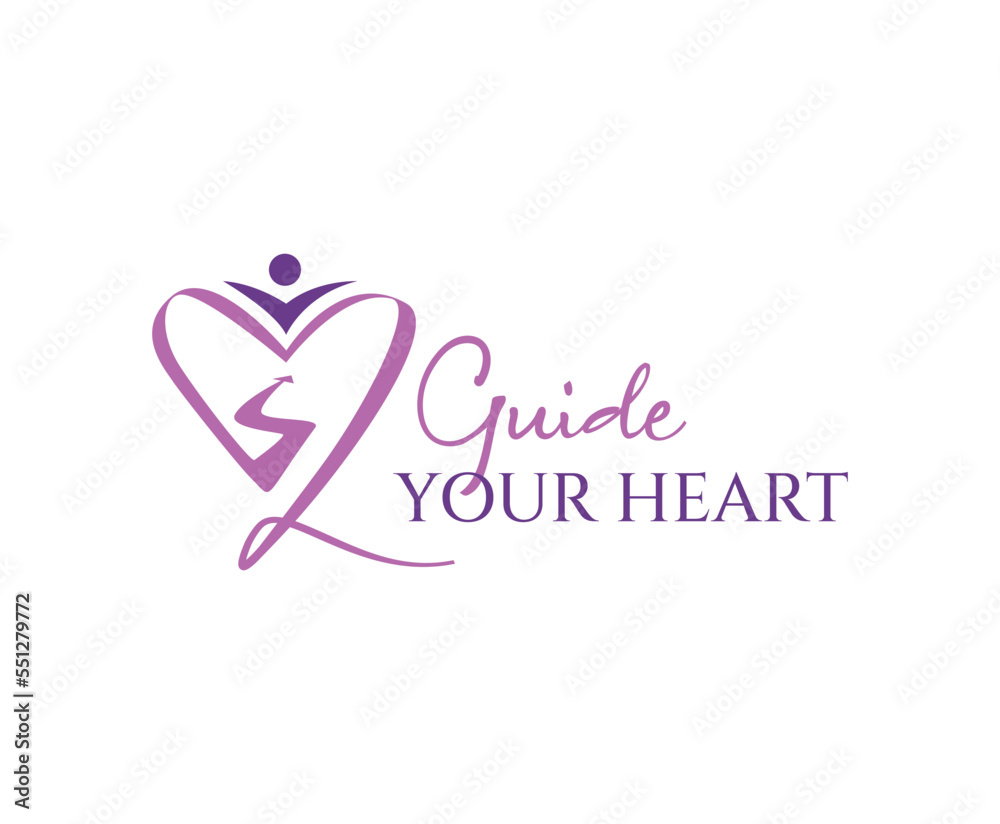 Guide Your Heart Love Logo Design Symbol