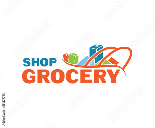 Grocery Shopping Business Commerce Logo Design Template