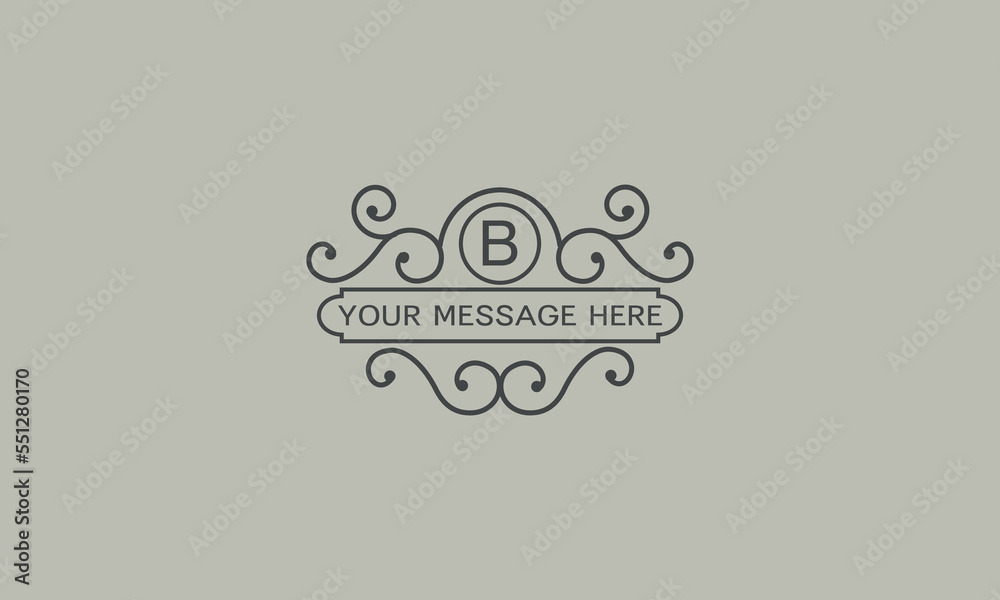 Creative logo design template and initial B. Vector illustration, elegant monogram with place for text Creative logo design template and initial B. Vector illustration, elegant monogram with place for text
