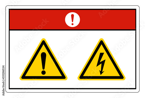Danger Electric Shock Hazard Symbol Sign On White Background