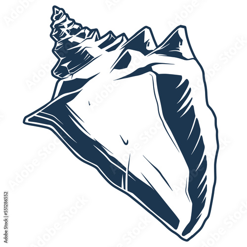 Empty seashell detailed monochrome sticker