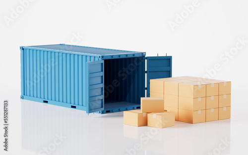 Fototapeta Naklejka Na Ścianę i Meble -  Cargo container, freight and export, 3d rendering.