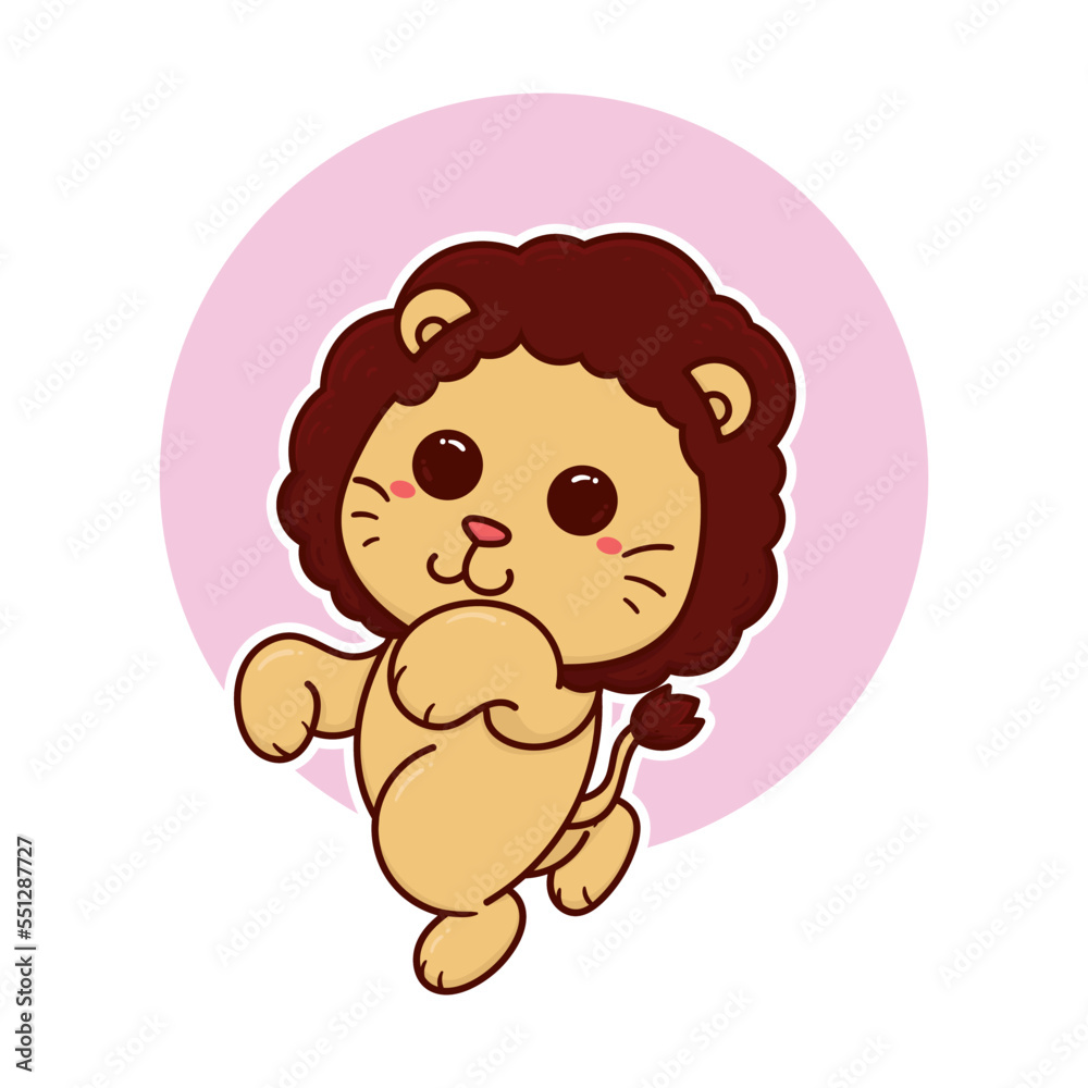 happy cute lion adorable cartoon doodle