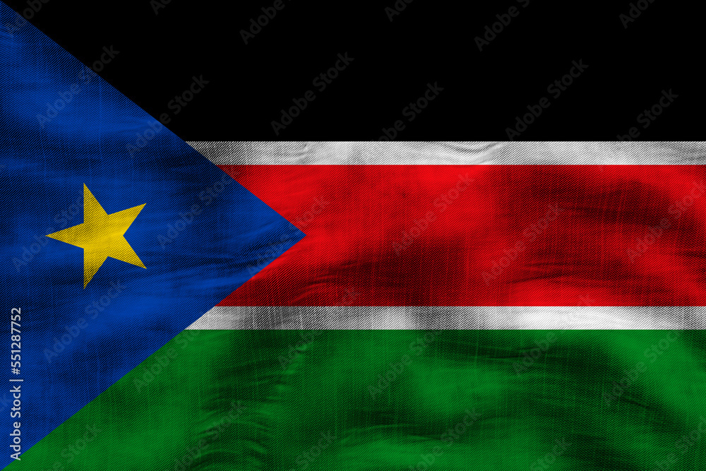 National flag of South Sudan. Background with flag of South Sudan. National flag of South Sudan. Background with flag of South Sudan.