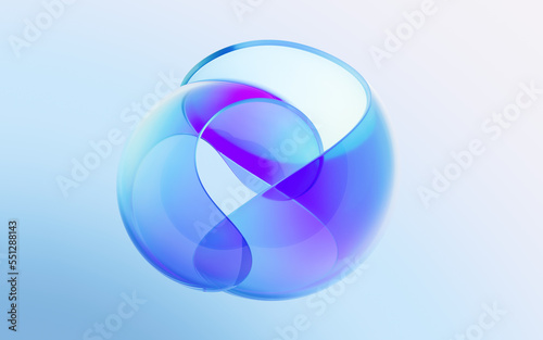 Fototapeta Naklejka Na Ścianę i Meble -  Gradient transparent curve glass, 3d rendering.