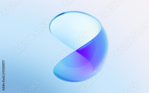 Fototapeta Naklejka Na Ścianę i Meble -  Gradient transparent curve glass, 3d rendering.
