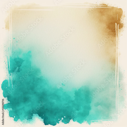 Teal and Gold Abstract Watercolor Background, Instagram Template Background, Social Media Branding