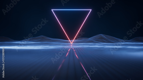 Fototapeta Naklejka Na Ścianę i Meble -  Digital space with glowing lines, 3d rendering.