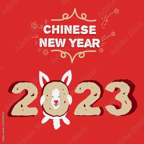 Chinese New Year theme vector illustration in red color © Lisani