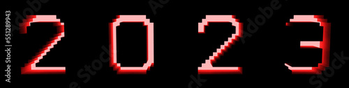 2023 red bright glow on black background