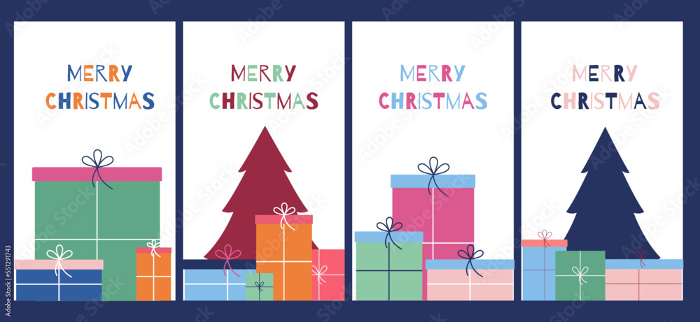 Merry Christmas abtract color geometric shape set og greeting card.Temlete christmas posters.Vector