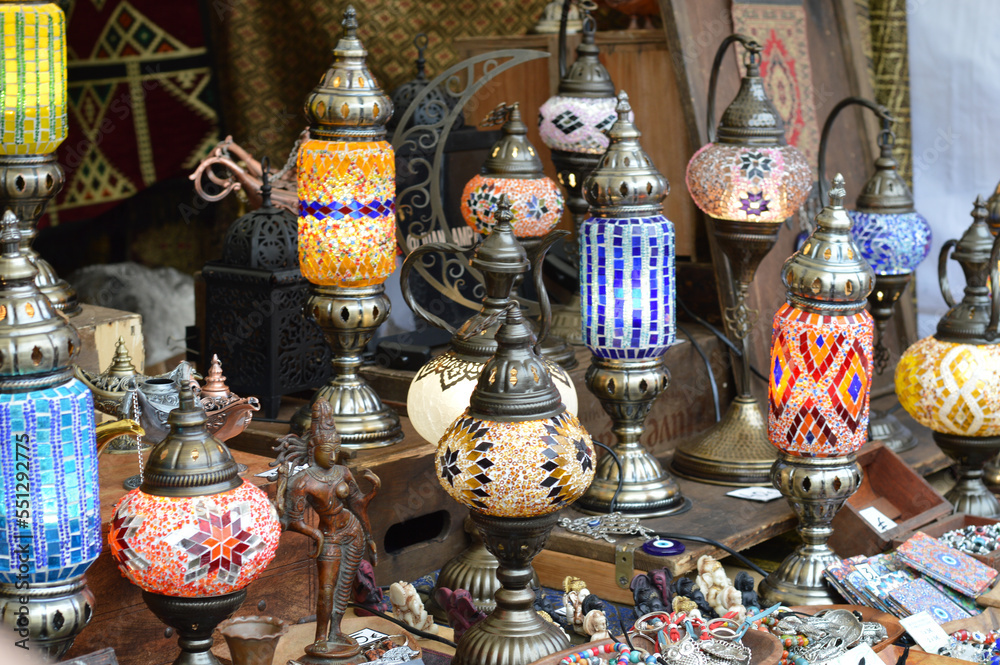 Oriental lamps in the bazaar