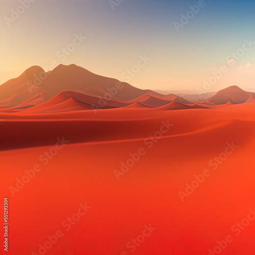 a desert with a mountain in the distance, a detailed matte painting