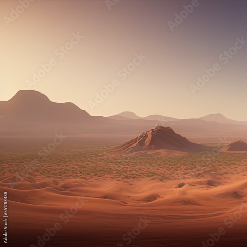 a desert with a mountain in the distance  a detailed matte painting