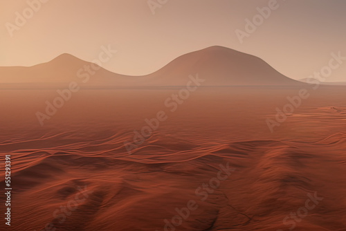 a desert with a mountain in the distance  a detailed matte painting