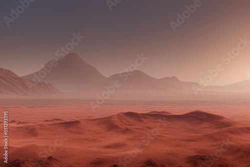 a desert with a mountain in the distance, a detailed matte painting