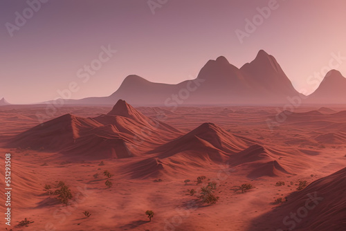 a desert with a mountain in the distance  a detailed matte painting