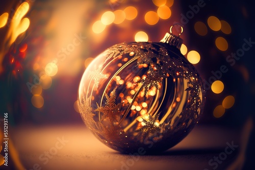 Abstract Advent Background - Christmas Decoration With Ornament And Defocused Lights