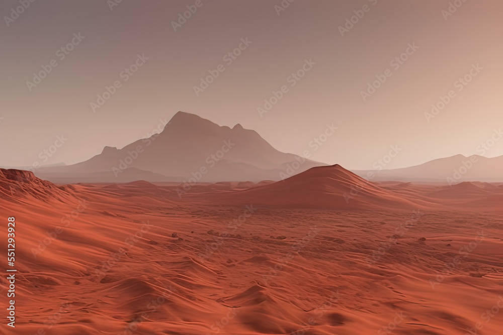 Naklejka premium a desert with a mountain in the distance, a detailed matte painting