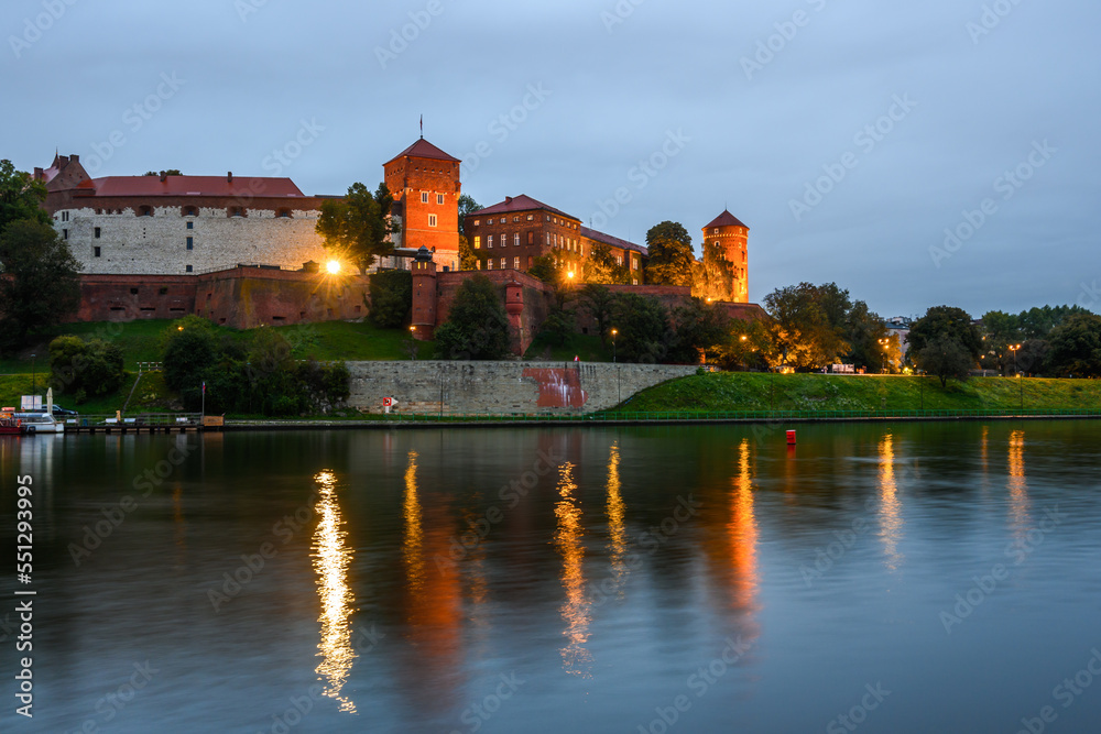 Fototapeta premium Wawel Castle at Vistula River in central Krakow, Poland