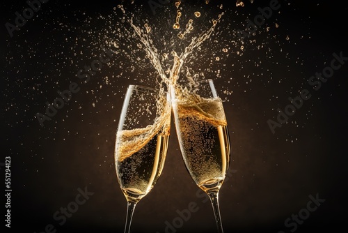 Celebration toast with champagne photo
