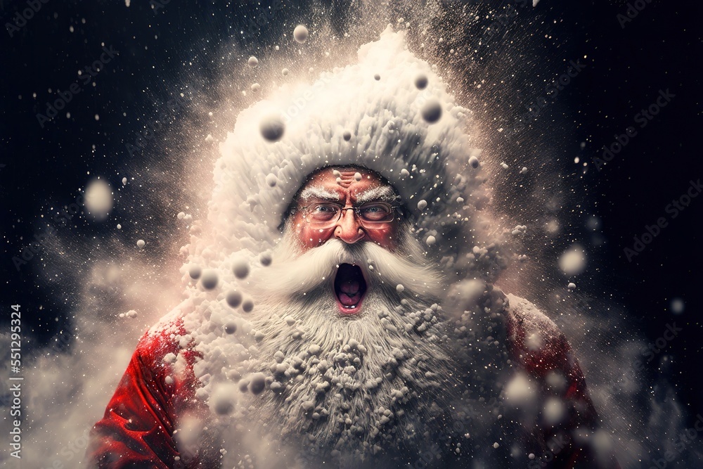 Explosion of snow Santa Claus Explosion of snow Santa Claus
