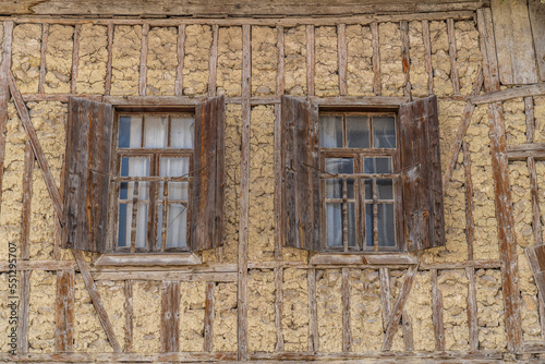 Traditional Ottoman house in Safranbolu. Safranbolu UNESCO World Heritage Site. Old wooden mansion turkish architecture. Wooden ottoman mansion windows.