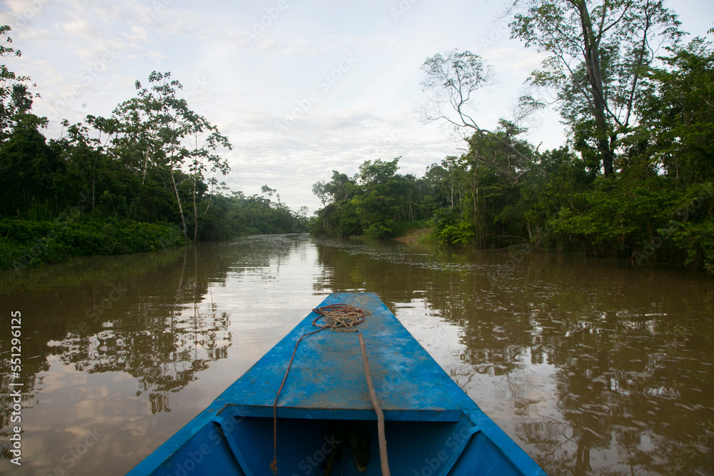 Navigating the Huallaga River in the Amazon region of Peru.