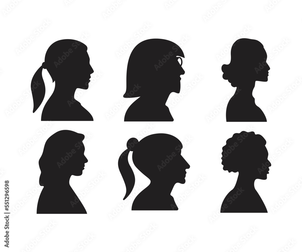 silhouette woman head side view avatar illustration silhouette woman head side view avatar illustration