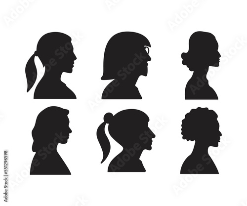 silhouette woman head side view avatar illustration