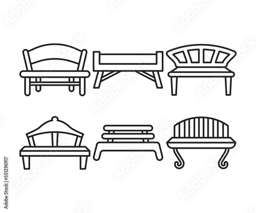 Fototapeta Naklejka Na Ścianę i Meble -  bench and chair icons line illustration