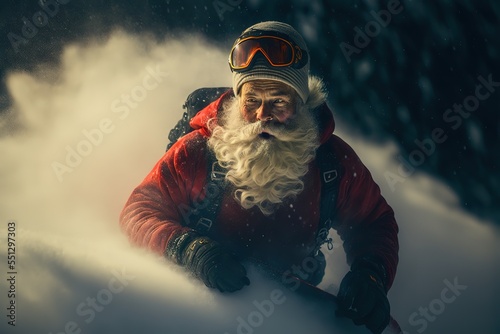 Santa Snowboarding