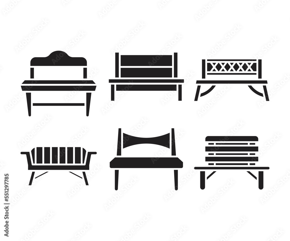 bench and chair icons illustration bench and chair icons illustration