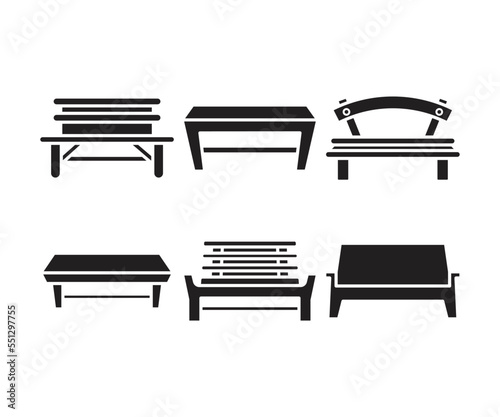 bench and chair icons illustration